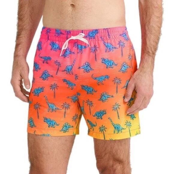 Chubbies Neon Ombre Dinosaur Palm Tree Print Pink Orange Yellow Blue Medium - Picture 1 of 7